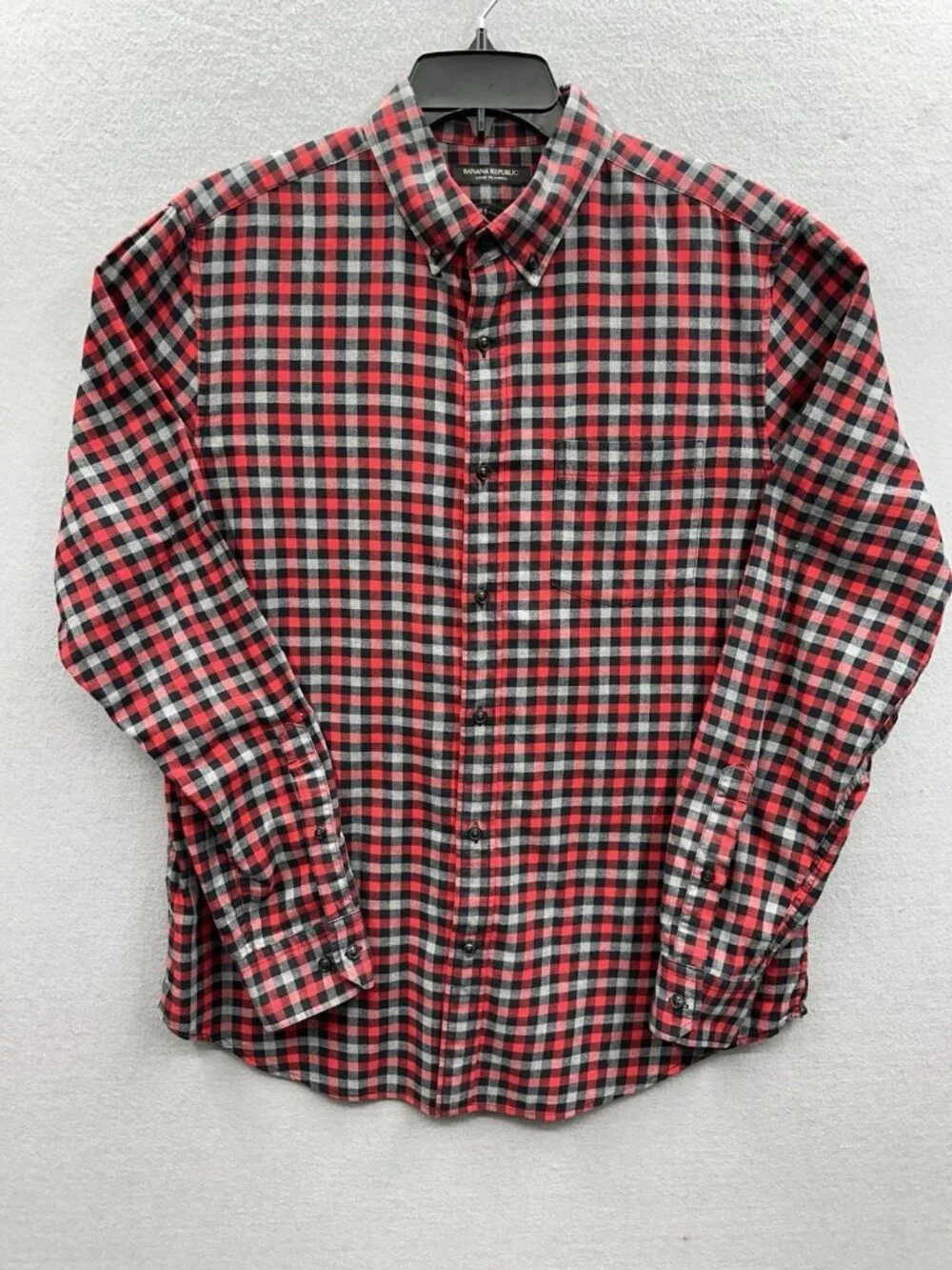 Banana Republic Shirt Men's L Black Gingham Grant Fit Long Sleeve Luxe Flannel